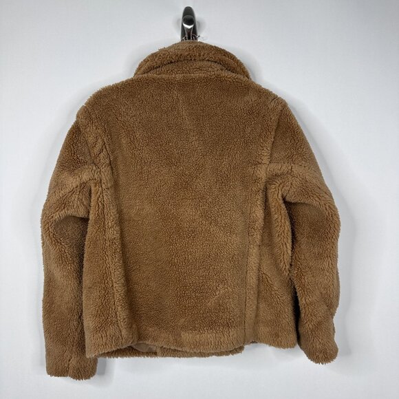 GAP Sherpa Moto Jacket Holiday Brown XS Teddy Coat Fuzzy Furry Cozy Camel #A1125 - Picture 6 of 10